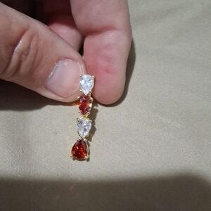 Elegant Gold and Red Drop Earrings